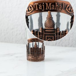 Handcrafted Taj Mahal Shot Glass Pair with Decorative Ashtray – Indian Souvenir Gift Set